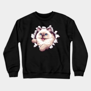 Funny Cut Out Cat Selfie Crewneck Sweatshirt